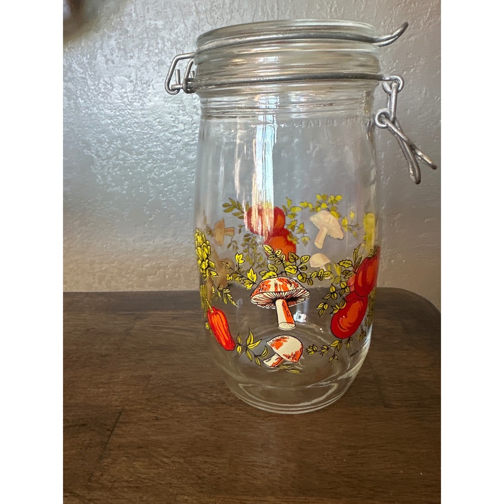 Vintage Arc France 1.5L Glass Canister spice of life Swing Top Jar